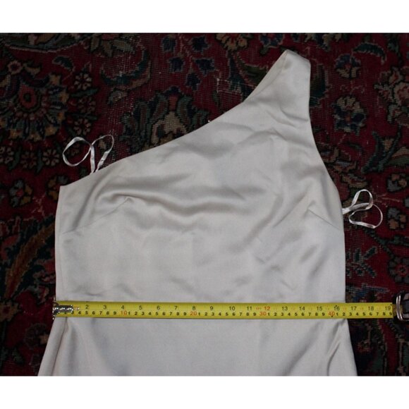 BHLDN (Anthropologie) "Dylan" One Shoulder Maxi Gown in Champagne Satin, size 12 - Picture 9 of 10